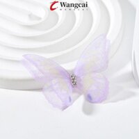 Wancgai 100 Miếng Dán Bướm Lưới, Phụ Kiện Trang Sức Kim Cương Giả Gạc Bướm Táo, Mũ Mô Phỏng Bướm Handmade 3D Vải Táo Thủ Công