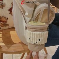Wancgai Cà Phê Trà Sữa Túi Đeo Ngang, Kawaii Hoạt Hình Sang Trọng Đồ Chơi Túi Đeo Vai, Chai Dây Đeo Túi Cà Phê Dây Thủ Công Phụ Kiện Cốc Mùa Đông Quà Tặng Ngày Lễ