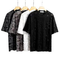 Wang Jiaer cotton xanh mệt mỏi điển trai mỏng thiết kế hợp thời trang áo thun ngắn tay rách quần áo Ăn Mày/1.2