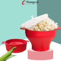 Wangcai Lò vi sóng Bát bỏng ngô Xô, Máy làm bỏng ngô đỏ bằng silicon có nắp Chips, Popcorn Popper DIY Có thể gập lại Đĩa trái cây an toàn Giáng sinh