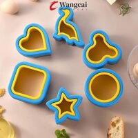 Wangmcai Bộ 6 Dụng Cụ Cắt Bánh Sandwich & Niêm Phong, Khuôn Bánh Quy Cạnh Nhựa Bằng Thép Không Gỉ, Họa Tiết Hoạt Hình Gia Đình Cắt Trái Cây Rau