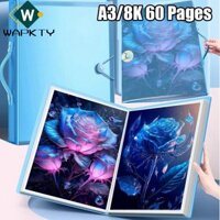 Wapkty 1 Cái Sách Bảo Quản Tranh, A3 / 8K 60 Trang Album Ảnh Thư Mục, Túi Dung Tích Lớn Bền Đẹp Tranh Văn Phòng Phẩm Dụng Cụ Trường Học Văn Phòng