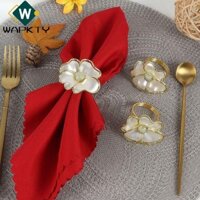 Wapkty 6 Chiếc Hoa Khăn Ăn Nhẫn Giá Đỡ, Vàng, Trắng 2.3 '' Hình Hoa Khăn Ăn Nhẫn, Hoa Acrylic Đẹp Phnom Penh Hoa Khăn Ăn Nút Bàn