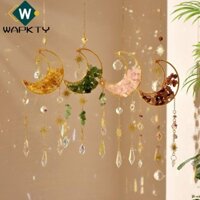 Wapkty Chuông gió treo, Đá thạch anh tím Pha lê bắt mặt trời pha lê, Sân ban công Cầu vồng Lăng kính mặt trăng đầy màu sắc Mặt dây chuyền chuông gió ngoài trời trong nhà