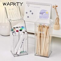 WAPKTY Hộp lưu trữ cọ trang điểm , Giá lưu trữ trong suốt đa chức năng, Hộp đựng bút vuông bằng nhựa đơn giản để bàn Sắp xếp
