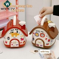 Wapkty House Piggy Bank, Để tiết kiệm bằng hộp đựng tiền có khóa chìa khóa, Hộp đựng tiền tiết kiệm di động dung tích lớn