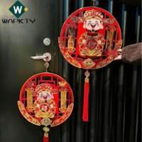 Wapkty Lắc Đầu Thần Tài, Nút thắt Trung Quốc Vàng Đỏ Thần Tài Mặt Dây Chuyền, Tua Rua Điện May Mắn Treo Trang Trí Nhà