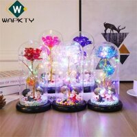 Wapkty Mô Phỏng Hoa Hồng Đóng Hộp Đồ Trang Trí Quà Tặng Cho Ngày Lễ Tình Nhân Với Dây Đèn Led Hoa & Cặp Đôi Tượng Nhỏ