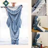 Wapkty Túi ngủ cá mập hoạt hình, Chăn có mũ trùm đầu Bộ đồ ngủ Onesie rộng, Bộ đồ ngủ một mảnh có thể đeo được