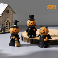 Warkul 3 Cái / bộ Halloween Bí Ngô Người Hình Phù Thủy Mũ Top Nón Quỷ Bí Ngô Nhựa Tượng Điêu Khắc Văn Phòng Nhà Kệ Sách Trang Trí Máy Tính Để Bàn Trang Trí Tiệc