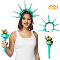 Warkul Cosplay Băng Đô Tượng Nữ Thần Tự Do Vương Miện Và Bộ Đèn Pin Mỹ Cột Mốc Nữ Tự Do Tượng Cosplay Phụ Kiện Cho Nữ Trang Phục Halloween Đảng