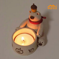 Warkul Gấu Nến Nhựa Hoạt Hình Gấu Nến Giữ Gấu Ấm Chân Trà Đèn Nến Quà Tặng Cho Những Người Yêu Động Vật