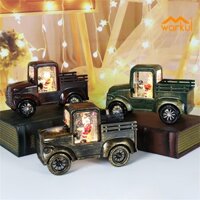 Warkul Giáng Sinh Đèn Lồng Ô Tô Độc Đáo Vintage ABS Đáng Yêu Ông Già Noel LED Xe Tải Trang Trí Nhà