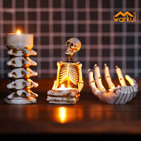 Warkul Halloween Nến Nhựa Xương Tay Đầu Lâu Xương Đòn Chân Nến Chân Đế Tealight Giá Đỡ Nhà Gothic Trang Trí Ma Quái Dự Tiệc Cung Cấp