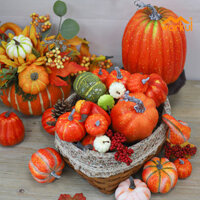 Warkul Mùa Thu Nhân Tạo Bí Ngô Bộ Mini Thu Hoạch Bí Ngô Phong Thông Nón Trang Trí Lễ Tạ Ơn Halloween Bọt Đồ Trang Trí Cho Gia Đình Trang Trại Trang Trí Bàn