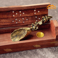 Warkul Muỗng cà phê hình hoa sen đẹp thủ công bằng đồng thau tinh tế cho gia đình