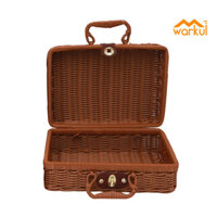 Warkul Vintage Mây Dệt Hộp Đựng Đồ Trang Điểm Vali Đồ Lặt Vặt Hộp Sắp Xếp
