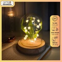 Warm House Đèn ngủ, LED ngủ để bàn hình hoa linh lan trong lồng kính decor phòng siêu đỉnh - Quà tặng sinh nhật ý nghĩa