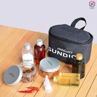 [Waroom] Bộ 7 món đựng gia vị cỡ du lịch Bình muối Hộp đựng nước sốt BBQ Bộ túi đựng chai hồi hộp để cắm trại Đi bộ đường dài BBQ Du lịch tự lái