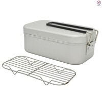 [Waroom] Hộp Bento cắm trại Hộp cơm trưa cắm trại bằng hợp kim nhôm thiếc có giá hấp để cắm trại ngoài trời Đi bộ đường dài Ba lô du lịch