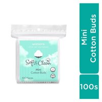 Watsons Bông Tăm Watsons Love My Softness Soft & Clean Mini Cotton Buds 100 Cây