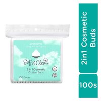 Watsons Bông Tăm Watsons Love My Softness Soft & Clean 2in1 Cosmetic Cotton Buds 100 Cây