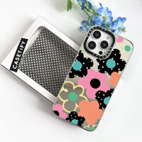 Wave Point Florals Graffiti Gương Vỏ Cho IPhone 11 12 13 12Pro 14PLUS 15 16 Pro Max Vỏ Sạc Từ Tính Không Dây Mặt Sau PC Cứng Mềm Viền Ốp điện thoại Hộp Đóng Gói