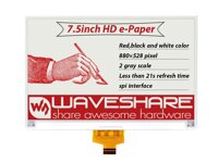 Waveshare 7.5inch E-Ink Raw Display 880×528 Resolution with Embedded Controller Communicating via SPI Interface Supports Red Black and White Three-...