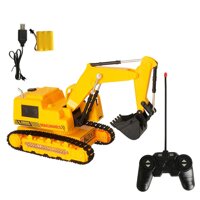wavewave Electric RC Remote Control Excavator, Battery Powered Construction Tractor Kids Toy with Lights Sound