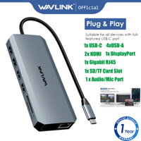 Wavlink USB C Hub Ba Màn Hình 12 Trong 1 Laptop Docking Station Multiport Adapter Với Dual 4K HDMI DP 100W PD TRONG 5Gbps USB3.0