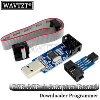 Wavtzt USBASP USMSP Lập trình viên AVR USB ATMEGA8 ATMEGA128 ATtiny / CAN / PWM Mô-đun dây 10Pin DIY + Bộ chuyển đổi 10Pin sang 6 chân