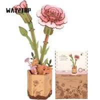 WAY2TOP Câu đố bằng gỗ, Hoa cẩm chướng hồng Bộ mô hình hoa gỗ, Đồ thủ công DIY bằng gỗ Hoa hướng dương Bộ sưu tập quà tặng tân gia