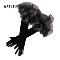 Way2top Găng Tay Dài Hoa Organza, Găng Tay Cô Dâu Cưới Co Giãn Thanh Lịch, Găng Tay Nghi Thức Nhung Thời Trang Váy Cưới Cô Dâu