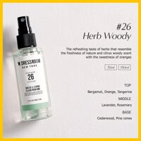 W.DRESSROOM Nước Hoa Trong Suốt NO.26 Herb Woody 70ml Tiện Dụng Cho Nữ