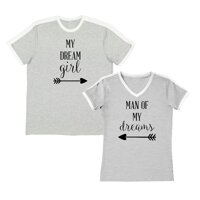 We Match! - Couple Shirts - My Dream Girl & Man of My Dreams - Matching Couple Soccer Ringer Shirts