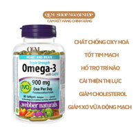 WEBBER NATURALS Omega-3 with CoQ10 Triple Strength 900 mg EPA/DHA 80 viên, Hổ trợ tim mạch, trí não.