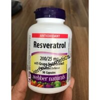 Webber Naturals Resveratrol với chiết xuất hạt nho từ, hộp 90 viên capsules; HSD 2027