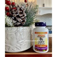 Webber naturals Vitamin D3 2500IU, hộp 180 viên Softgels