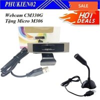 Webcam CM330G Dùng Cho Máy Tính, Laptop Full HD 1080 Tặng kèm Micro thu âm cho máy tính và điện thoại M306 - Hàng chhãng