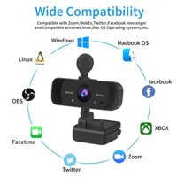 Webcam có mic dùng cho máy tính 1080P có tích hợp mic và đèn Led trợ sáng - có nắp che camera - Webcam máy tính để bàn s