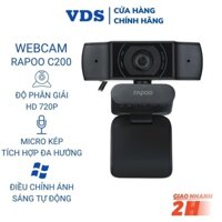 Webcam máy tính Rapoo C200 mini tích hợp mic giảm ồn hỗ trợ học trực tuyến online live stream cho pc laptop - VDS SHOP