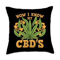 Weed Lover Designs by CDH Now I Know Funny CBD Oil Cannabis Marijuana Novelty Throw Pillow, 18x18, Multicolor