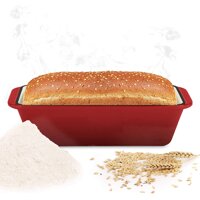 WEES-CK Enameled Cast Iron Loaf Pan, Bread Baking Mold, Meatloaf pan, Casserole (Cherry)