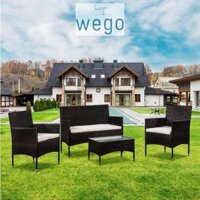 WEGO Bàn ghế mây nhựa ngoài trời 3 ghế ngồi//Outdoor Furniture Rattan Chair Set Rattan Sofa 3 Seater Garden Table&Chair