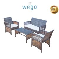 WEGO BỘ BÀN GHẾ SÂN VƯỜN 3 GHẾ NGỒI // Outdoor Furniture Rattan Chair Set Rattan Sofa 3 Seater Garden Table and Chair