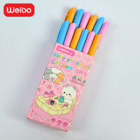 Weibo Set 12 cây bút gel, bút bi mực xanh (đầu 0.5mm) bút bi họa tiết mèo con WB-55600