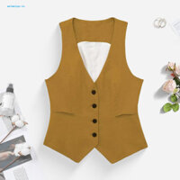 Weimeiyu Áo Vest dáng rộng vừa vặn phong cách cổ điển Áo Vest dành cho nữ Áo Vest không tay cổ chữ V sành điệu có túi dành cho nữ Áo khoác ghi lê thông thường dành cho nữ Hoàn hảo cho trang phục mặc quần áo
