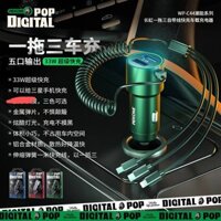 Wekome Hợp Thời Trang 33W Cầu Vồng Dài Một Cho Ba Đi Kèm Cáp Lò Xo Sạc Nhanh Xe Ô Tô Sạc WP-C44