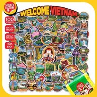 Welcome to Vietnam - Set 100 sticker decal hình dán dễ thương - STICKER FACTORY
