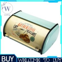 [Wenli1ug] Thùng đựng bánh mì cổ điển Rollup Top Màu xanh nhạt Bột nhỏ tráng bánh mì sắt Hộp đựng đồ ăn nhẹ Hộp đựng thực phẩm để trang trí nhà bếp